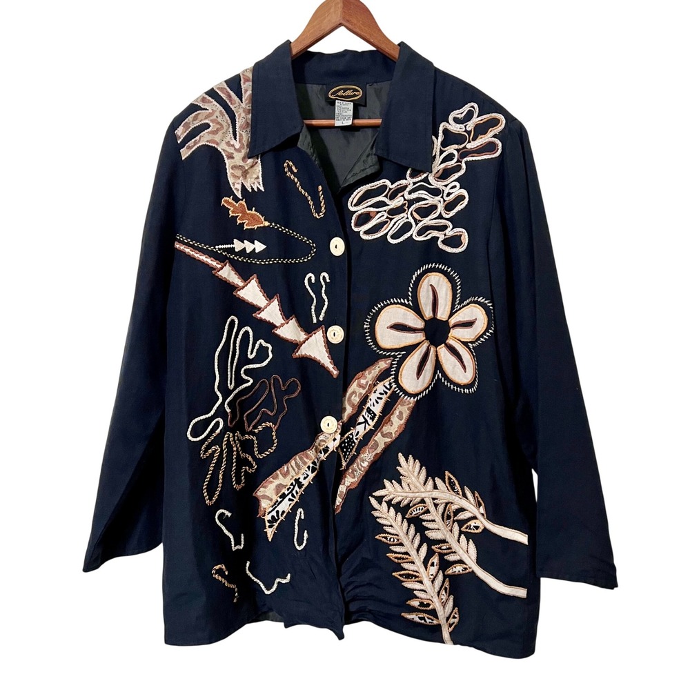VTG Allure Women's Lined Jacket Art To Wear Embroidered Y2K Abstract Floral
